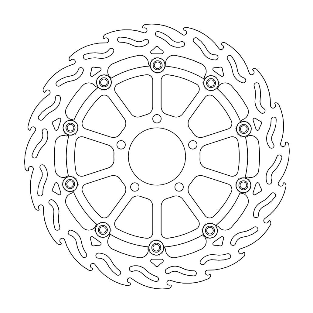 Moto-Master Flame Jarrulevy eteen oikea Suzuki: GSX-R 600-750-1000-1300,