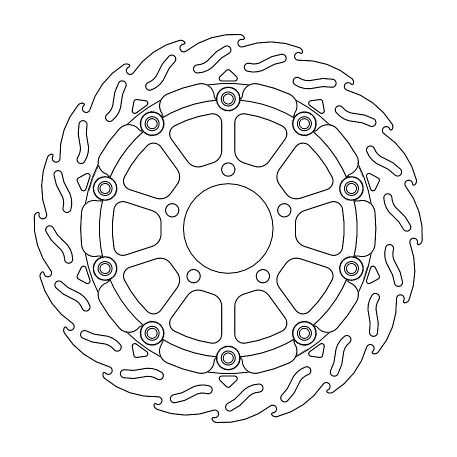 Moto-Master Racing Flame Jarrulevy eteen vasen Suzuki: GSX-R 600-750-1000