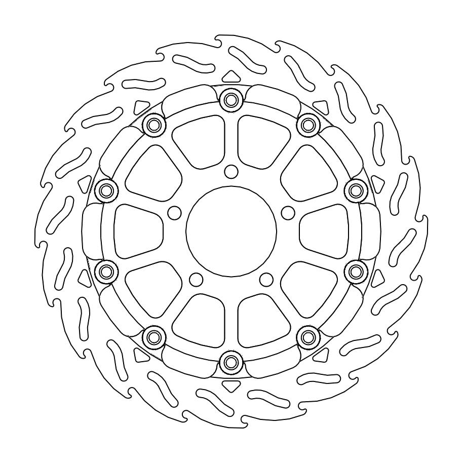 Moto-Master Racing Flame Jarrulevy eteen oikea Suzuki: GSX-R 600-750-1000
