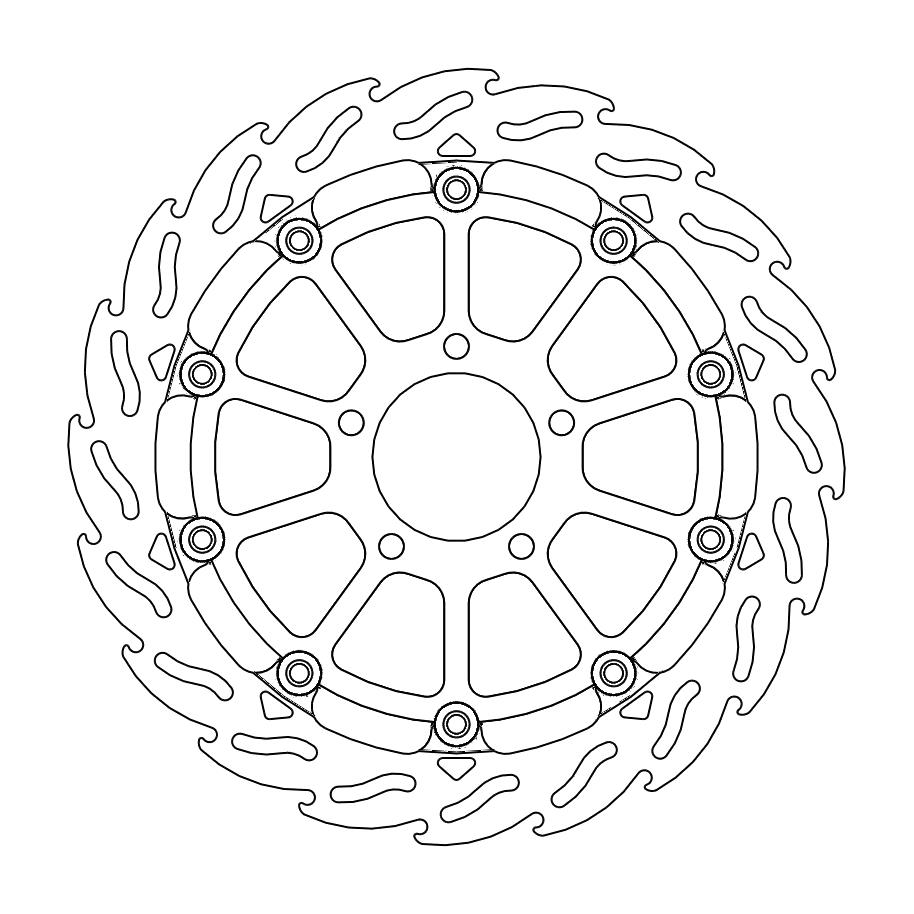 Moto-Master Racing Flame Jarrulevy eteen vasen Suzuki: GSX-R600-750-1000-1300