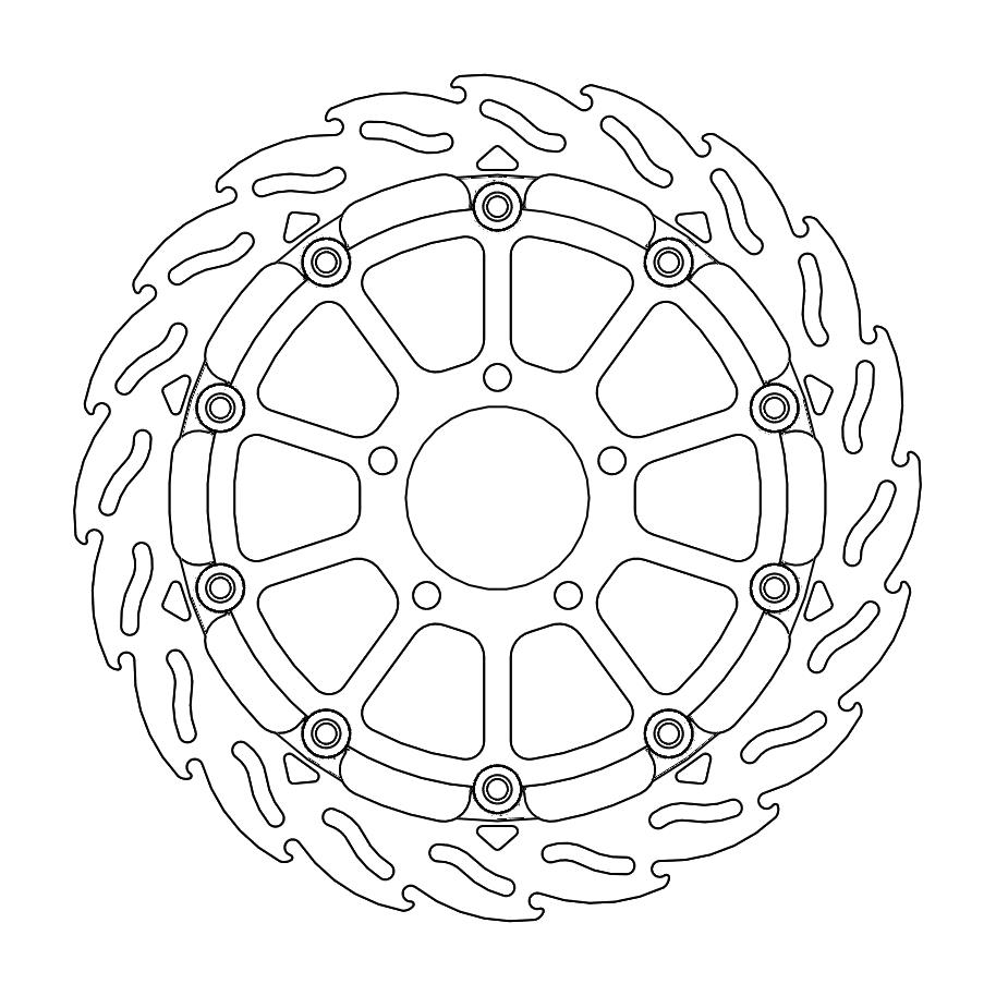 Moto-Master Racing Flame Jarrulevy eteen oikea Suzuki: GSX-R600-750-1000-1300