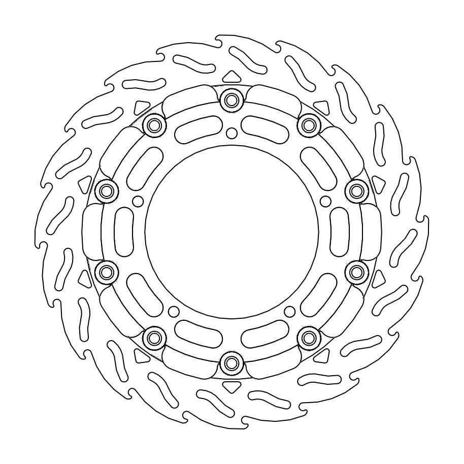 Moto-Master Racing Flame Jarrulevy eteen oikea Yamaha: FZ6, YZF R6