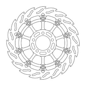 Moto-Master Racing Flame Jarrulevy eteen vasen Kawasaki: ZX, ZR, ZZR, GPZ