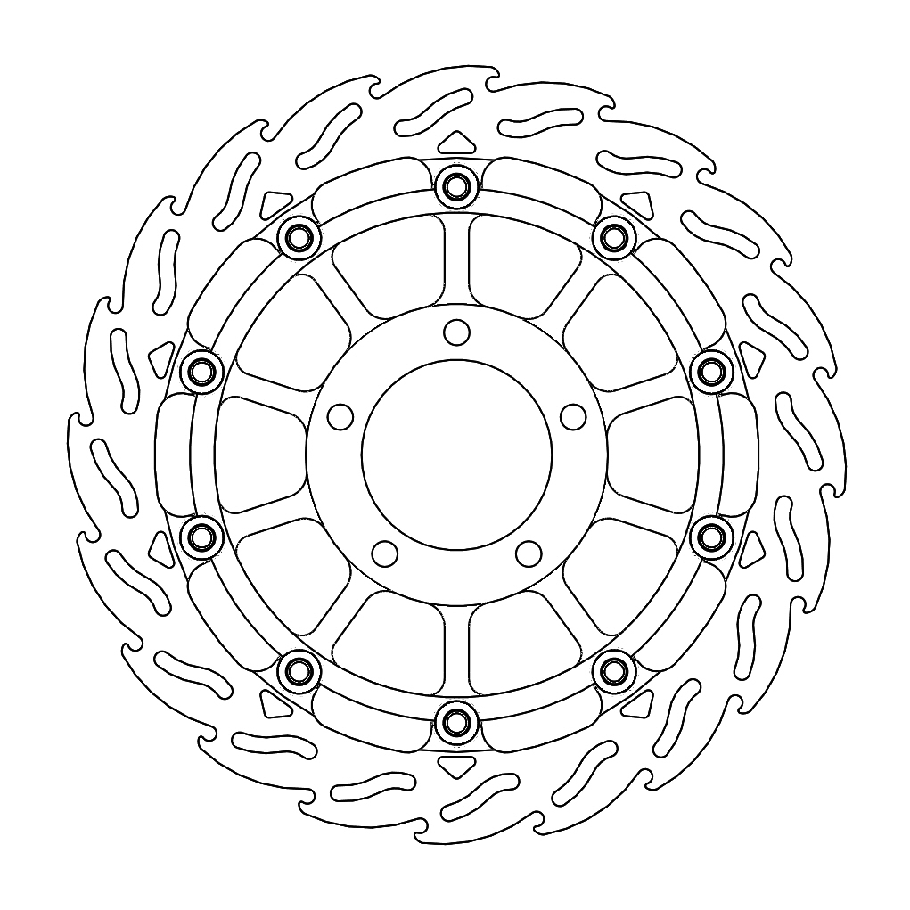 Moto-Master Racing Flame Jarrulevy eteen vasen Triumph: Speed Triple, Tiger 1050