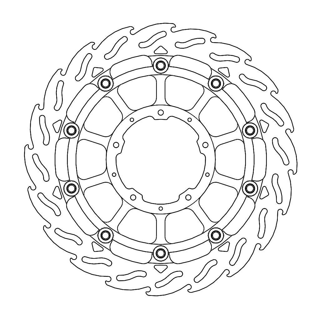 Moto-Master Racing Flame Jarrulevy eteen vasen Honda: CBR1000RR Fireblade, SP 20