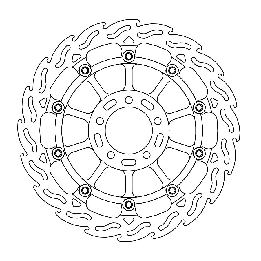 Moto-Master Racing Flame Jarrulevy eteen vasen Kawasaki: ZX-10RR