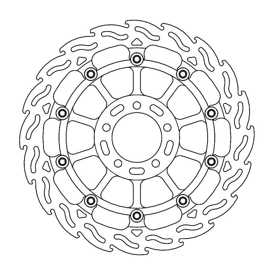 Moto-Master Racing Flame Jarrulevy eteen oikea Kawasaki: ZX-10RR