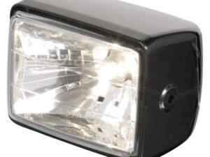 Headlight Rect side mount black ABS E-mark