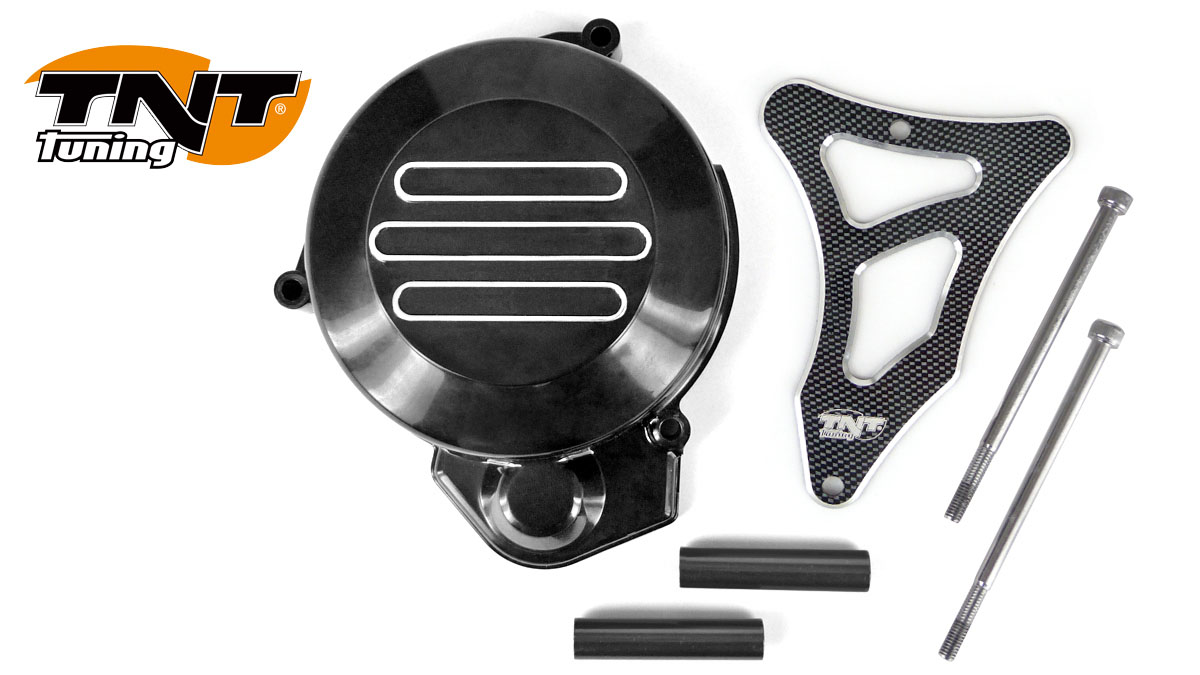 TNT Magneeton- & Ratassuoja, Musta/Carbon-kuvio, Derbi Senda <-05