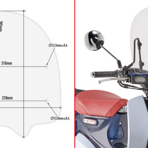 Givi Specific screen, transparent 38,5 x 40 cm (H x W) Honda Super Cub C125 (18)
