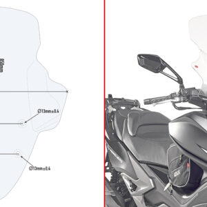 Givi Spoileriplexi,kirkas 85,5 x 66 cm (k x l) Xciting 400i (13-15)