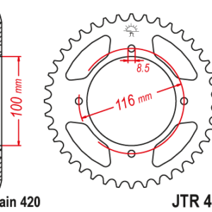 JT Takaratas Alumiini 7075 T6 Musta JTA461.50BLK