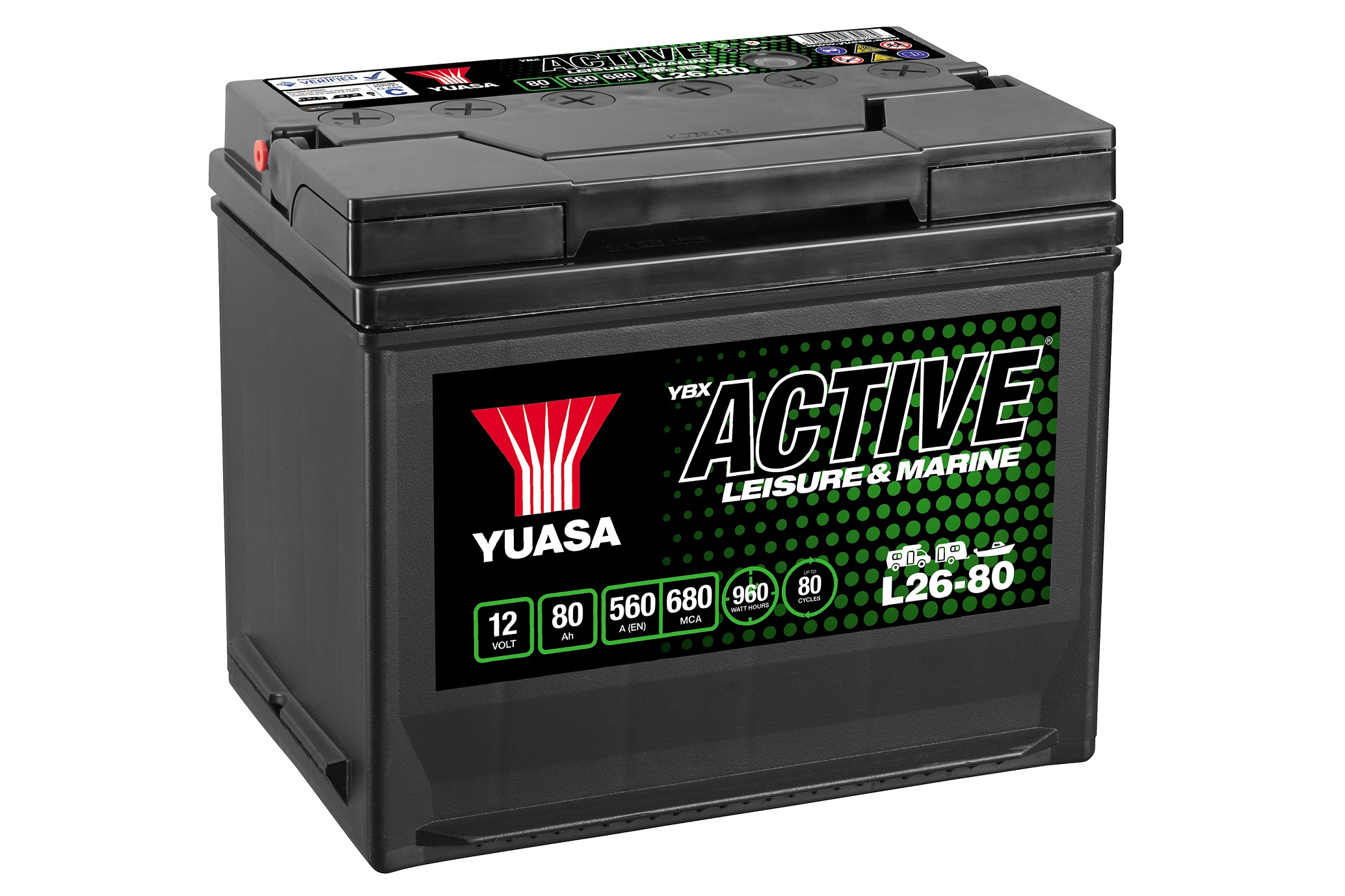 Yuasa L26-80 Active Leisure Battery 12V 80Ah 560A Huom.Rullakkorahti (18)