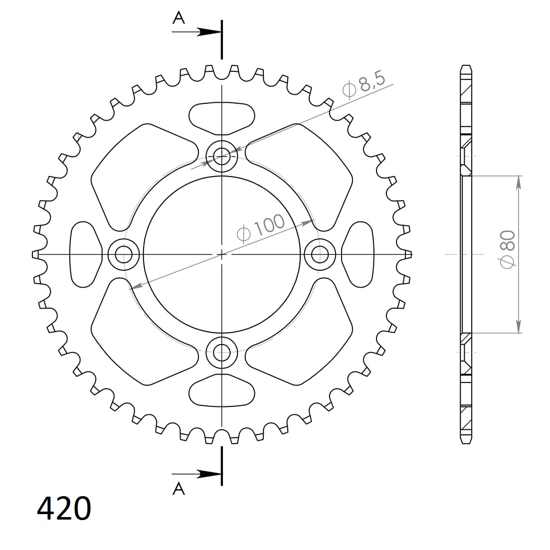 Supersprox Alumiini takaratas RAL-1214:46 Musta