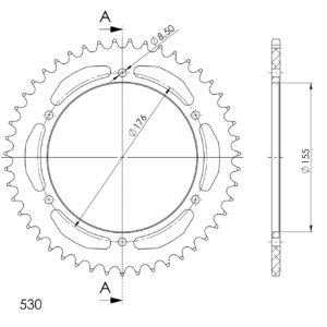 Supersprox Alumiini takaratas RAL-2011:47 Musta