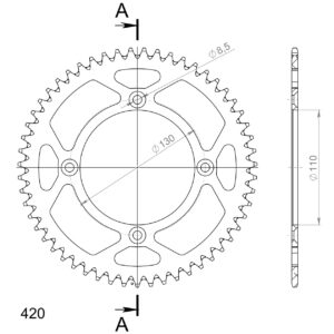 Supersprox Alumiini takaratas RAL-209:55 Musta