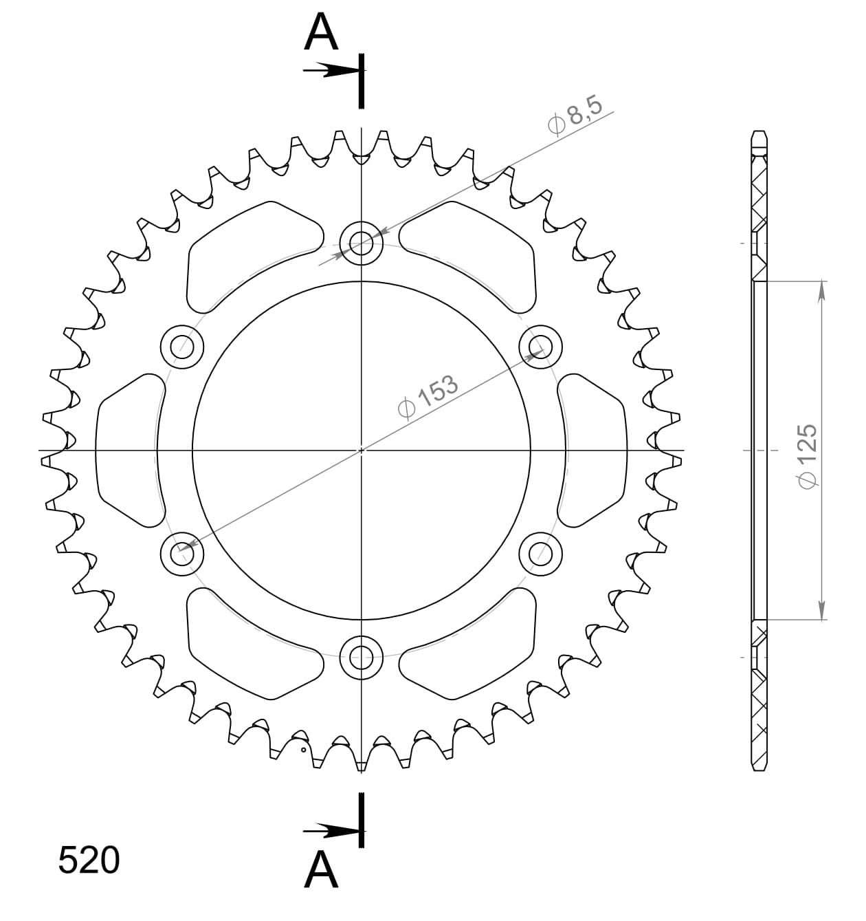 Supersprox Alumiini takaratas RAL-210:45 Hopea