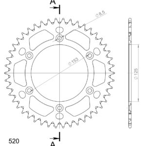 Supersprox Alumiini takaratas RAL-210/990:46 Hopea