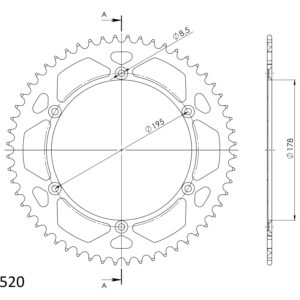 Supersprox Alumiini takaratas RAL-225:56 Hopea