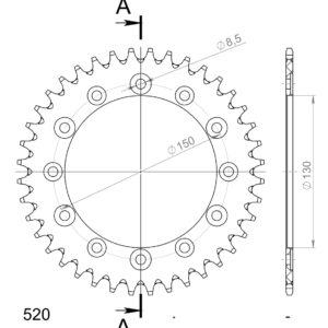 Supersprox Alumiini takaratas RAL-245/2:40 Musta