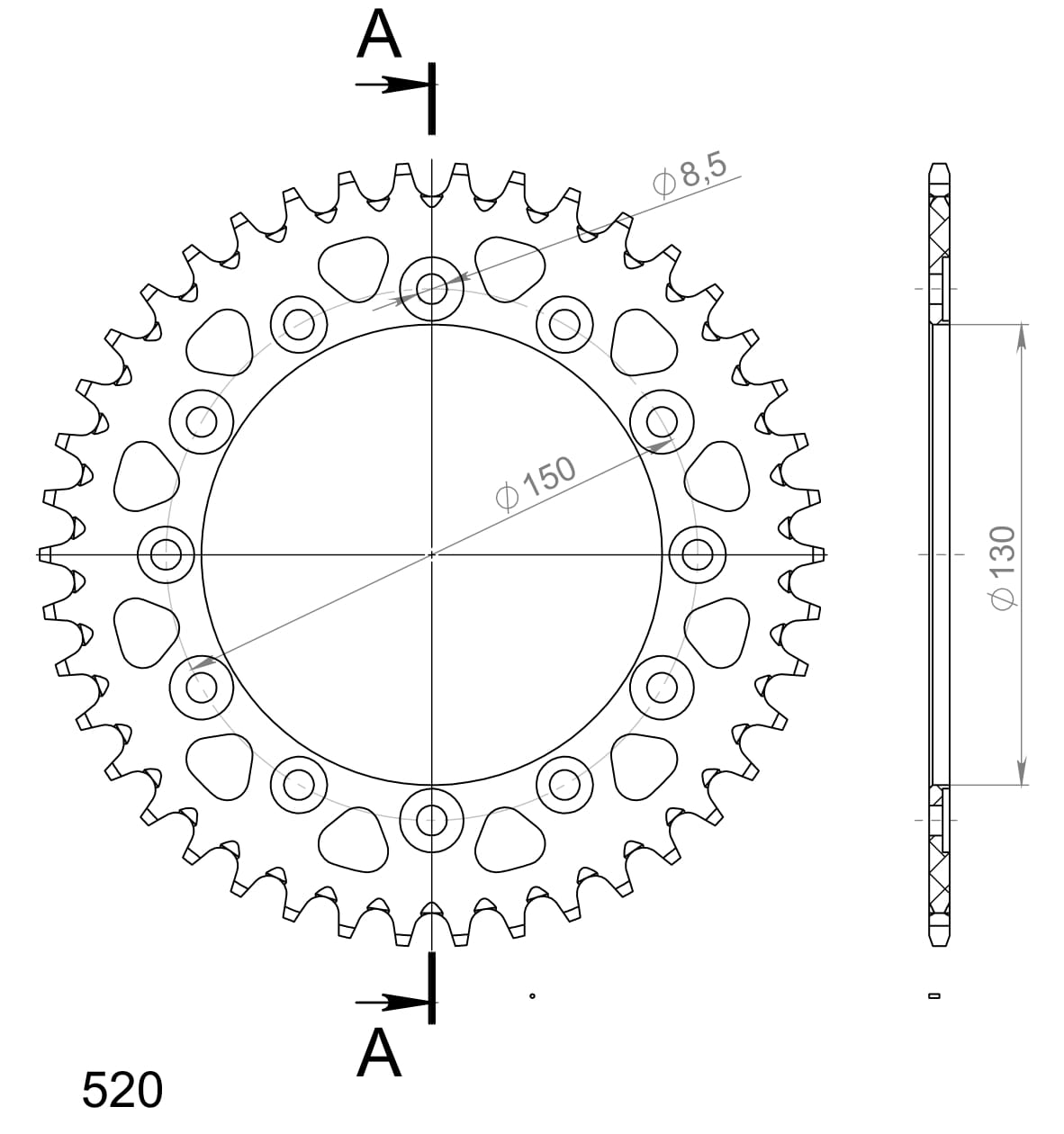 Supersprox Alumiini takaratas RAL-245/2:42 Musta