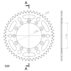 Supersprox Alumiini takaratas RAL-245/2:49 Musta