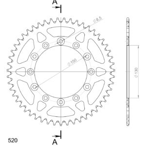 Supersprox Alumiini takaratas RAL-245/2:51 Musta