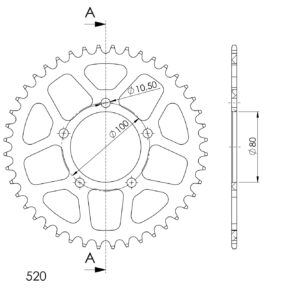 Supersprox Alumiini takaratas RAL-2698:44 Musta