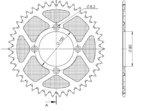 Supersprox Alumiini takaratas RAL-2802/2:42 Musta
