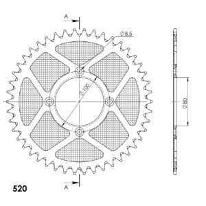 Supersprox Alumiini takaratas RAL-2802/2:46 Musta
