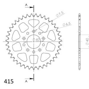 Supersprox Alumiini takaratas RAL-451:39 Musta