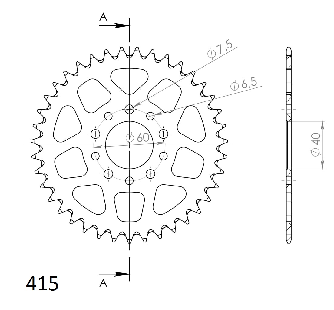 Supersprox Alumiini takaratas RAL-451:39 Musta
