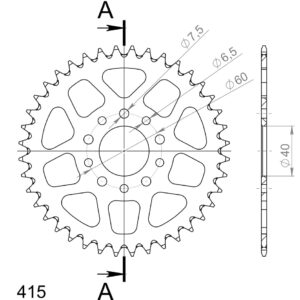 Supersprox Alumiini takaratas RAL-451:40 Musta