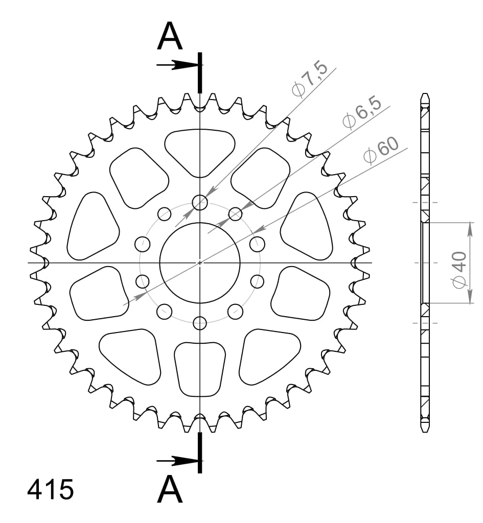 Supersprox Alumiini takaratas RAL-451:40 Musta
