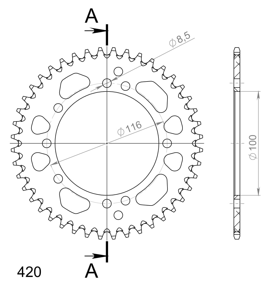 Supersprox Alumiini takaratas RAL-457:43 Vihreä