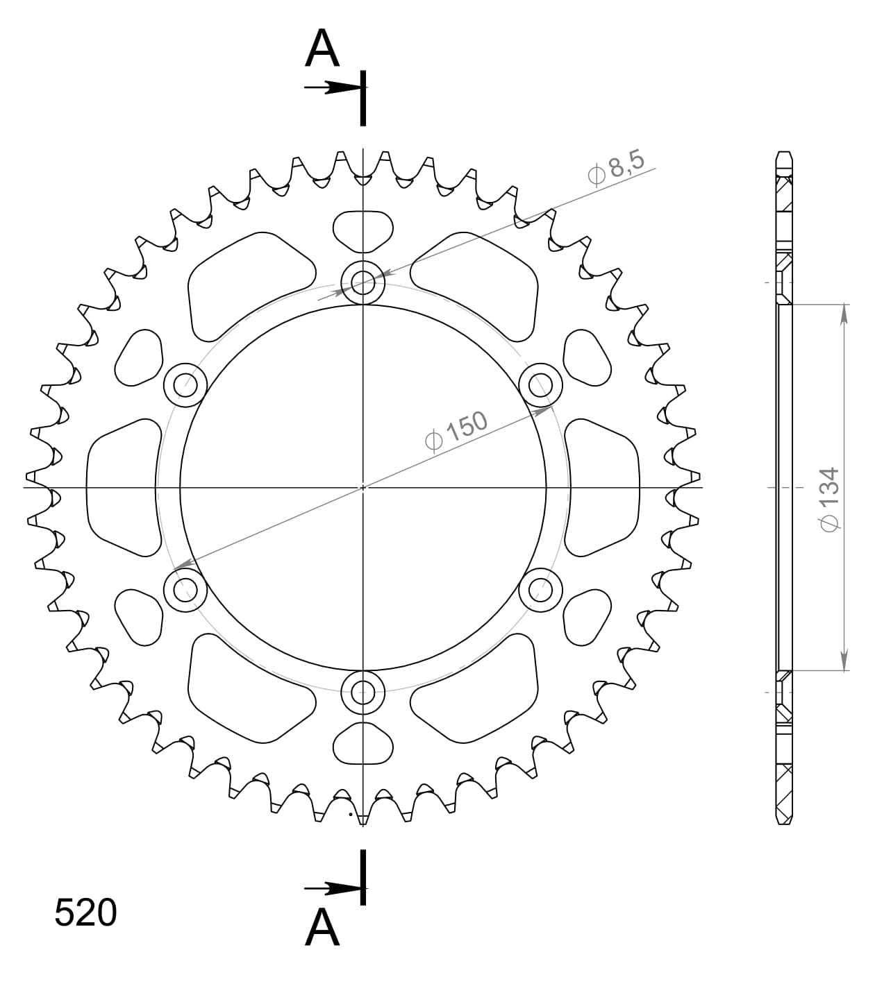 Supersprox Alumiini takaratas RAL-460:47 Hopea
