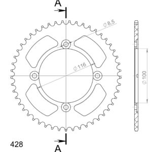 Supersprox Alumiini takaratas RAL-462:49 Musta