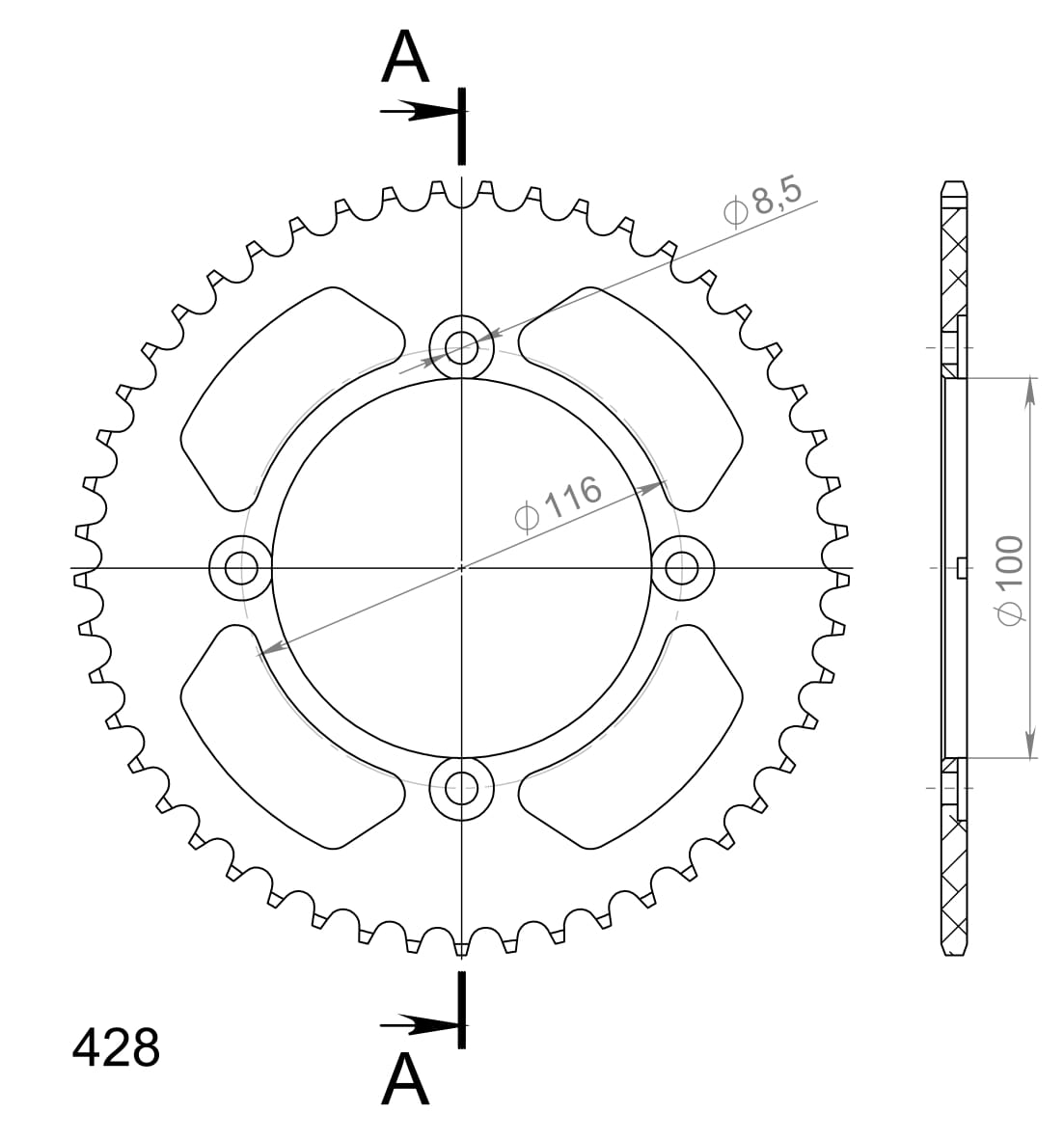 Supersprox Alumiini takaratas RAL-462:49 Musta