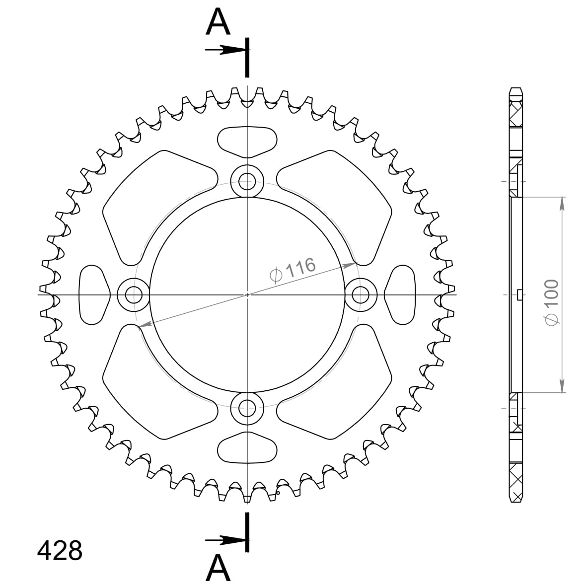 Supersprox Alumiini takaratas RAL-462:50 Musta