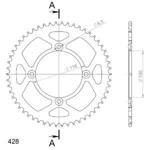 Supersprox Alumiini takaratas RAL-462:54 Musta