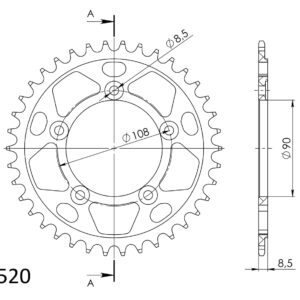 Supersprox Alumiini takaratas RAL-491:38 Musta