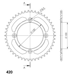 Supersprox Alumiini takaratas RAL-6622:46 Musta