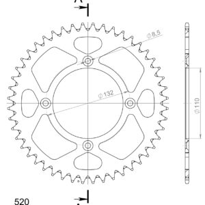 Supersprox Alumiini takaratas RAL-720:48 Musta
