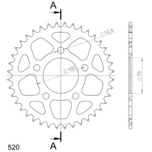 Supersprox Alumiini takaratas RAL-728:40 Musta