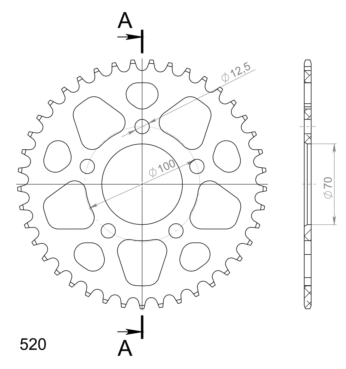 Supersprox Alumiini takaratas RAL-728:41 Musta