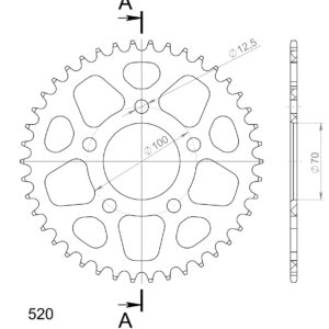 Supersprox Alumiini takaratas RAL-728:42 Musta