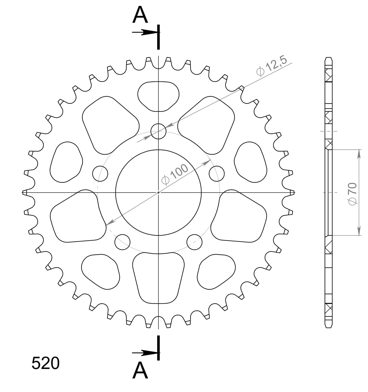 Supersprox Alumiini takaratas RAL-728:42 Musta