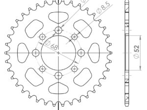 Supersprox Alumiini takaratas RAL-801:38 Musta