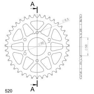 Supersprox Alumiini takaratas RAL-812:39 Musta