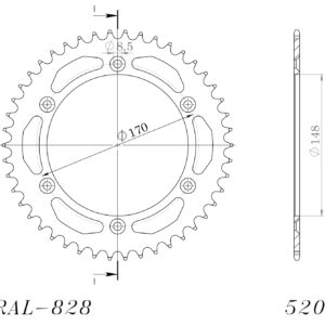 Supersprox Alumiini takaratas RAL-828:42 Musta